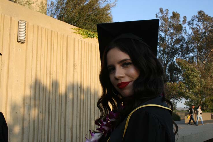 Students on walkway at Commencement