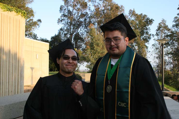 Students on walkway at Commencement