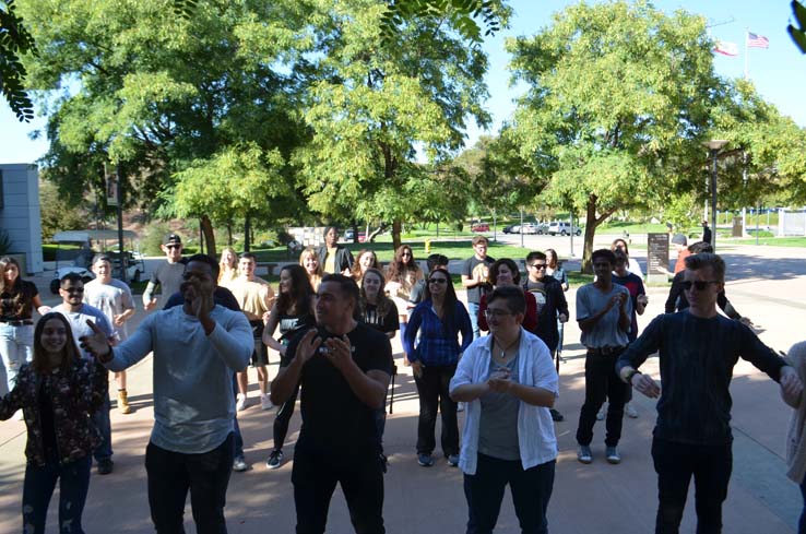 Flash mob in the quad