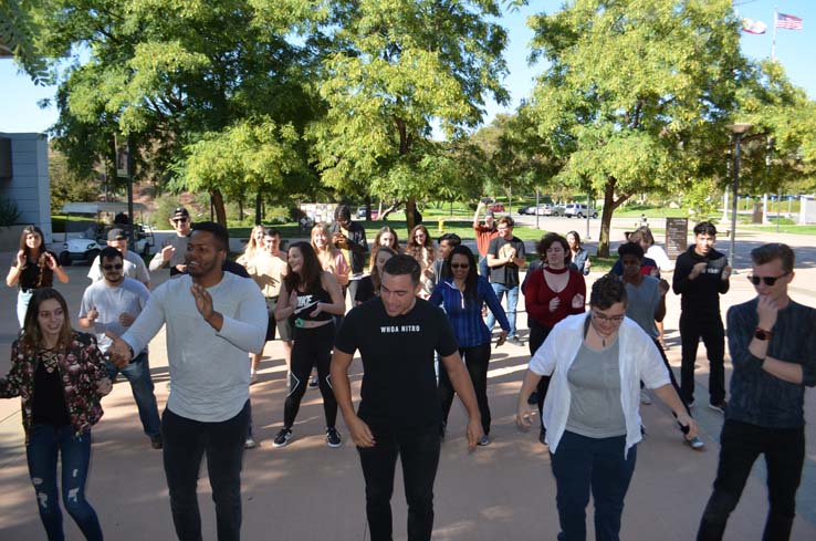 Flash mob in the quad