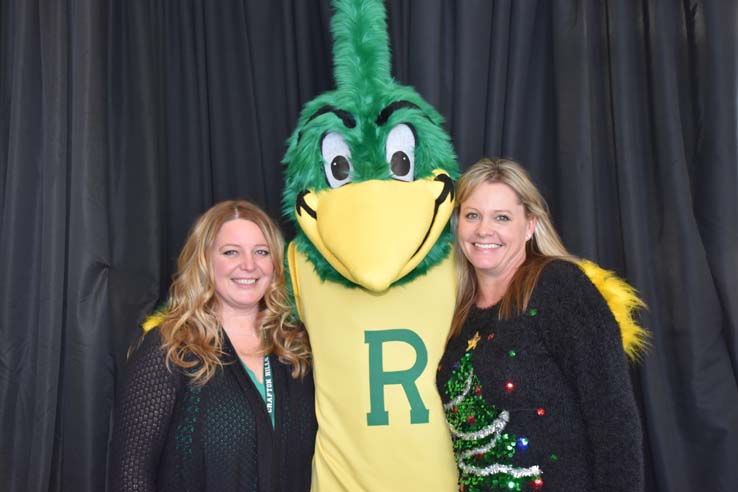 People enjoying the holiday reception