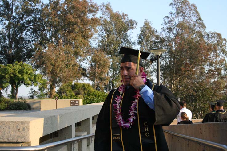 Students preparing to walk at Commencement