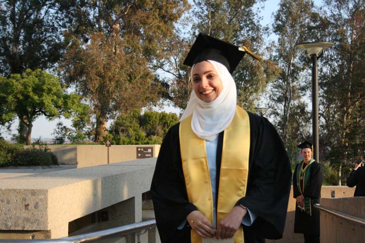 Students preparing to walk at Commencement