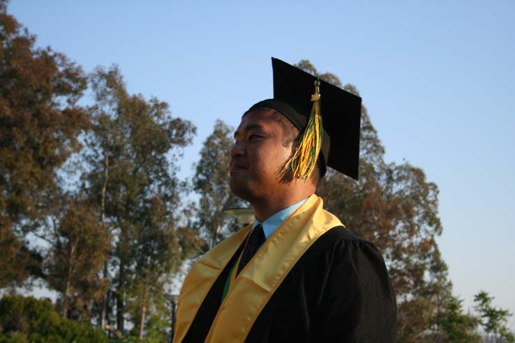 Students preparing to walk at Commencement