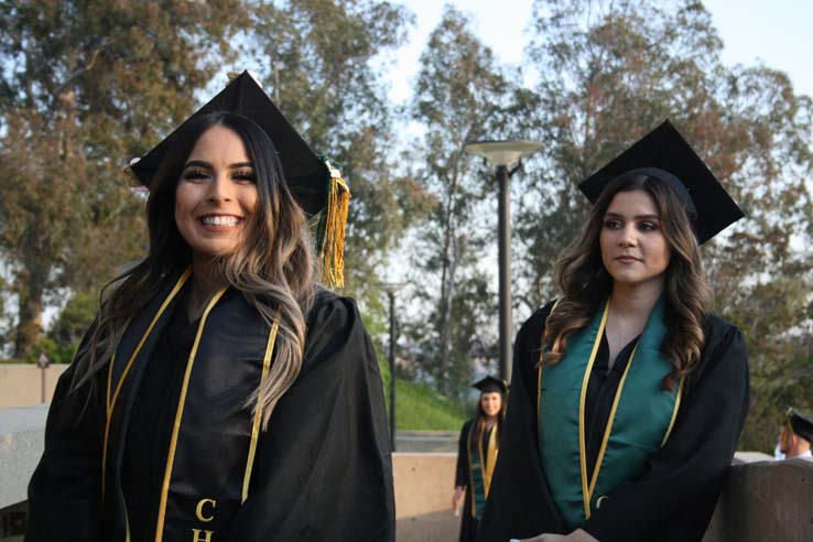 Students preparing to walk at Commencement