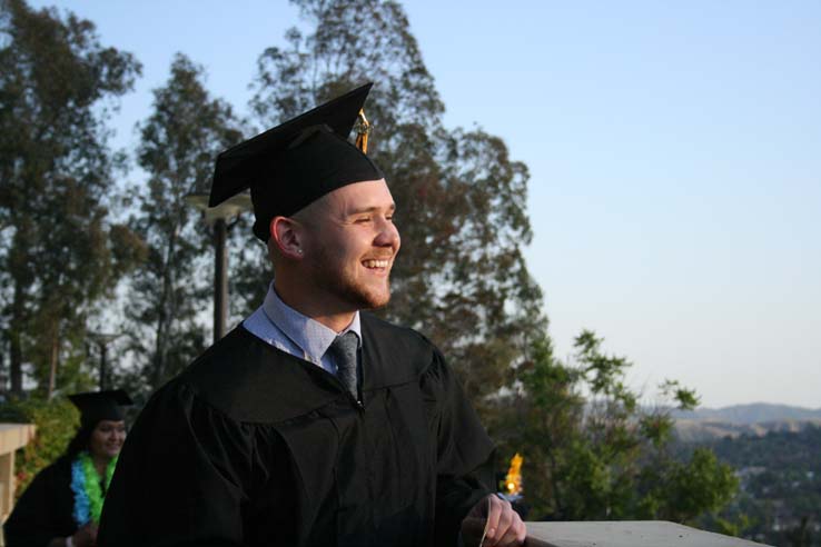 Students preparing to walk at Commencement