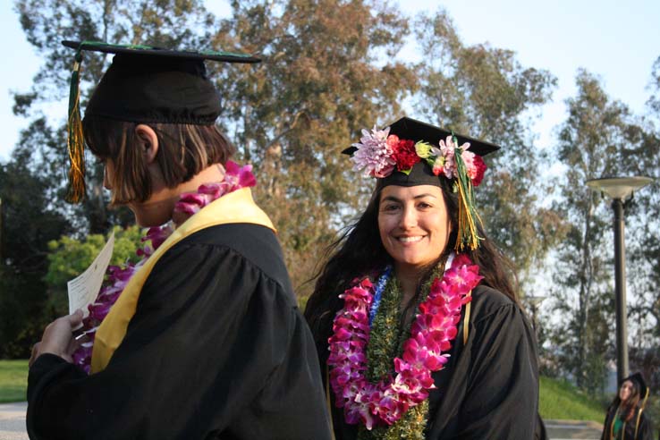 Students preparing to walk at Commencement