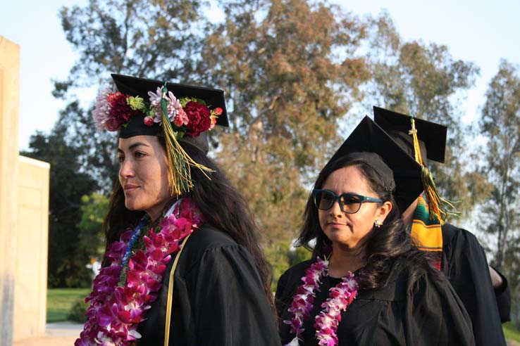 Students preparing to walk at Commencement