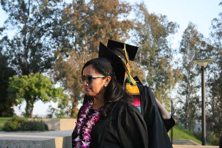 Students preparing to walk at Commencement