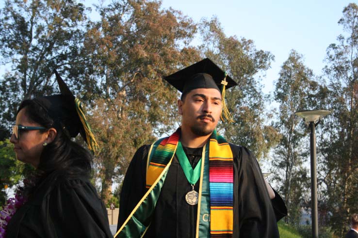 Students preparing to walk at Commencement