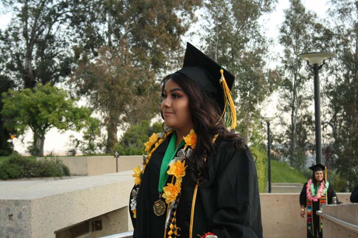 Students preparing to walk at Commencement