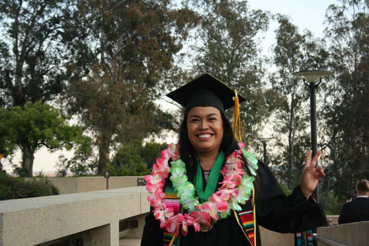 Students preparing to walk at Commencement