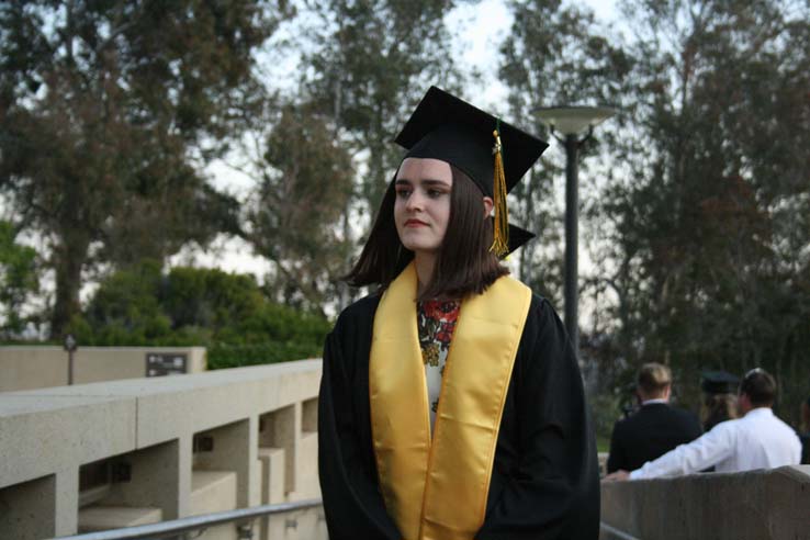 Students preparing to walk at Commencement