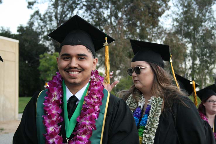 Students preparing to walk at Commencement