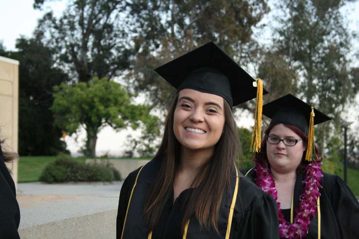 Students preparing to walk at Commencement