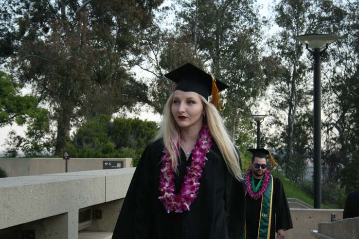 Students preparing to walk at Commencement