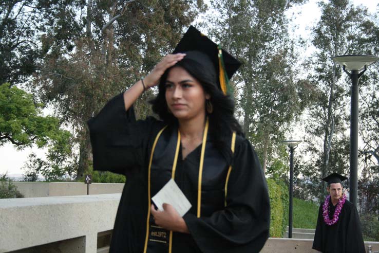 Students preparing to walk at Commencement