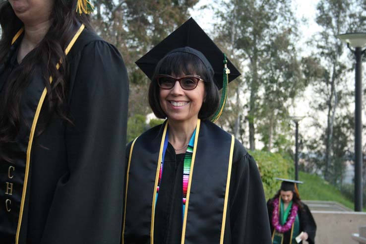 Students preparing to walk at Commencement