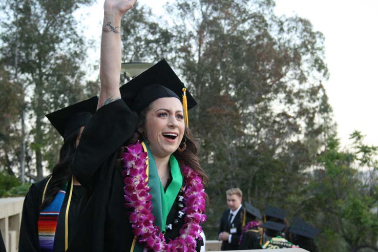 Students preparing to walk at Commencement