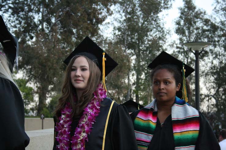 Students preparing to walk at Commencement