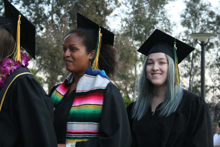 Students preparing to walk at Commencement