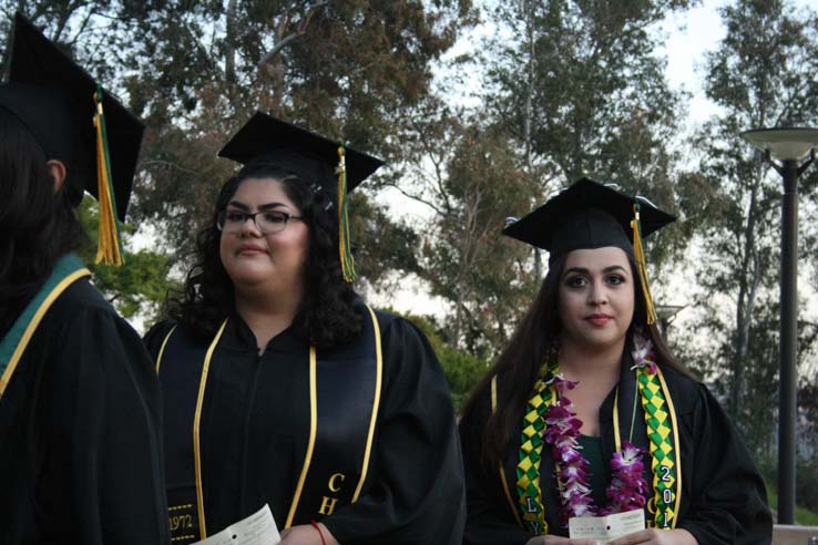 Students preparing to walk at Commencement