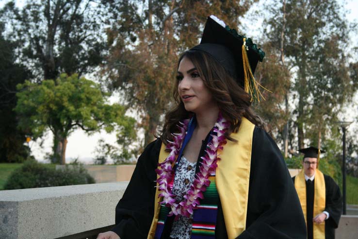 Students preparing to walk at Commencement