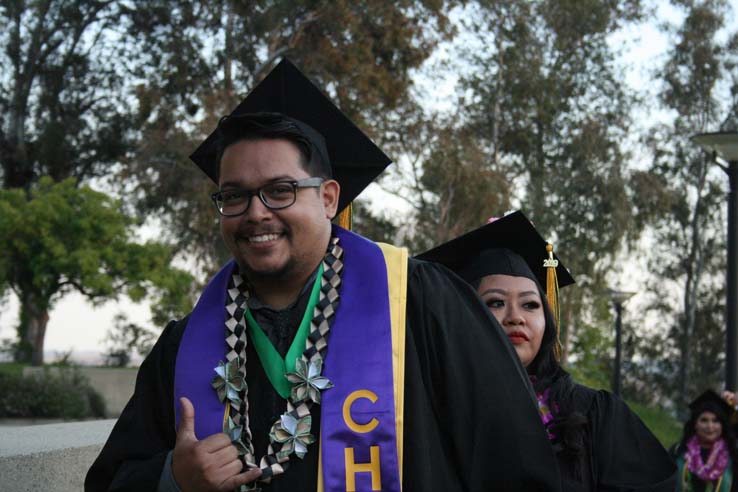 Students preparing to walk at Commencement