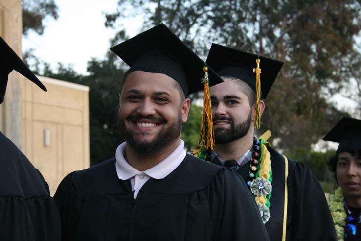 Students preparing to walk at Commencement