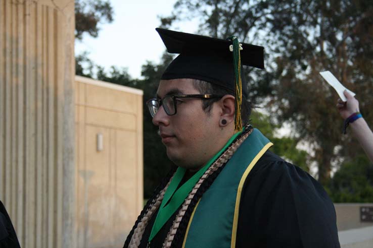 Students preparing to walk at Commencement