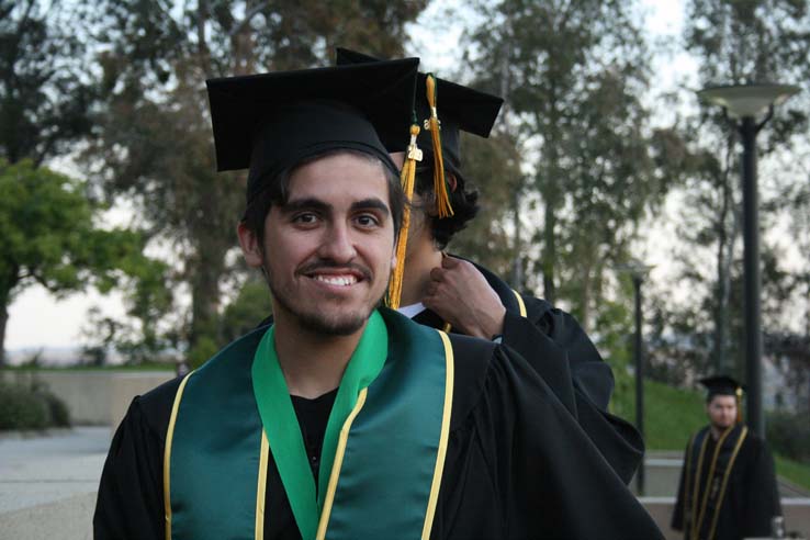 Students preparing to walk at Commencement