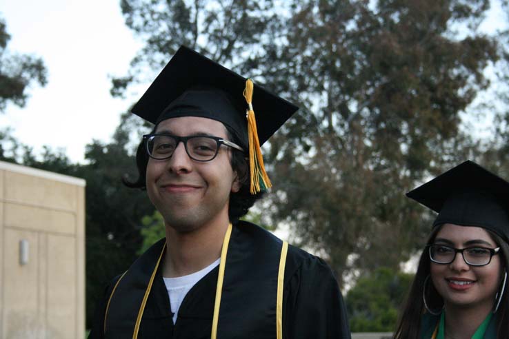 Students preparing to walk at Commencement