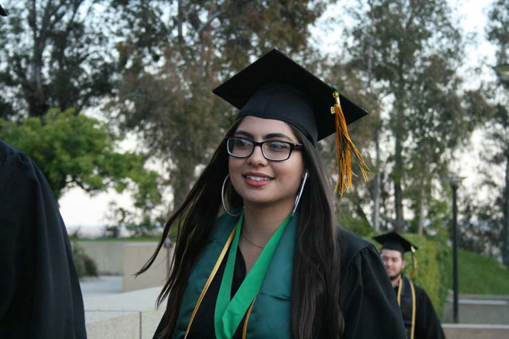 Students preparing to walk at Commencement