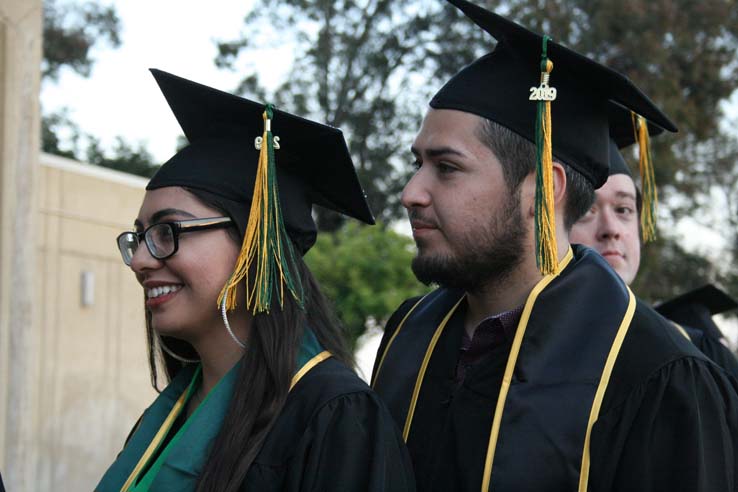 Students preparing to walk at Commencement