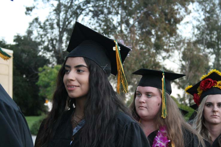 Students preparing to walk at Commencement