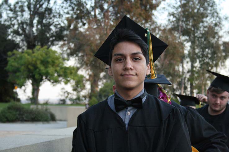 Students preparing to walk at Commencement