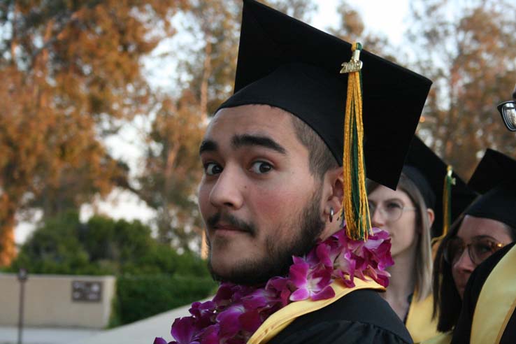 Students preparing to walk at Commencement