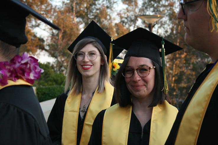 Students preparing to walk at Commencement