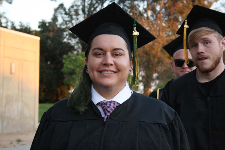 Students preparing to walk at Commencement