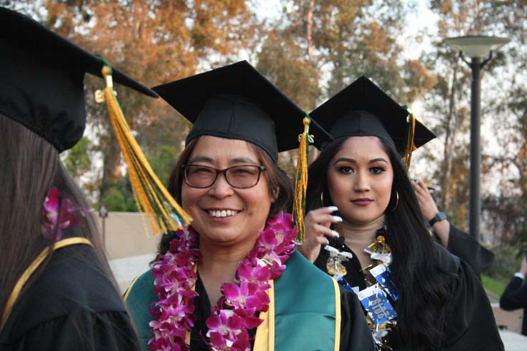 Students preparing to walk at Commencement