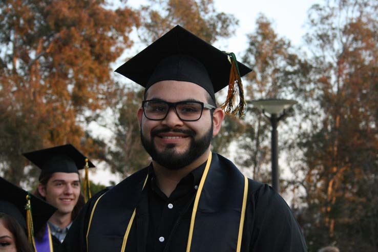 Students preparing to walk at Commencement