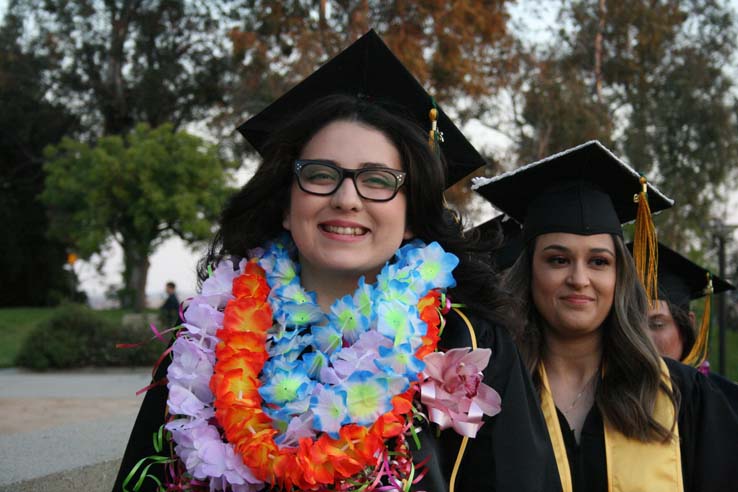 Students preparing to walk at Commencement