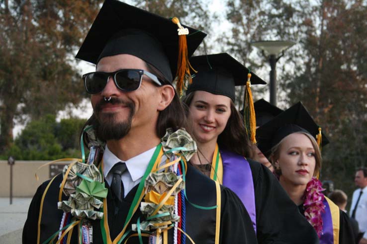 Students preparing to walk at Commencement