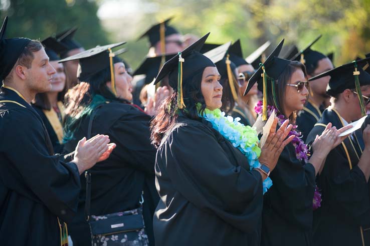 People enjoying Commencement