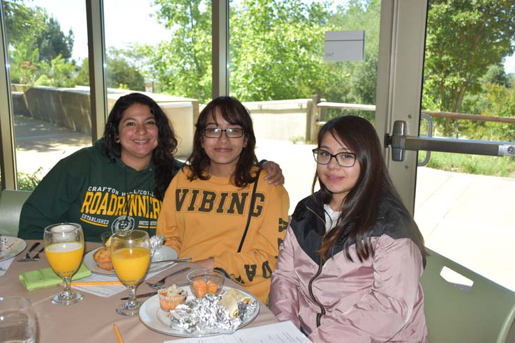 Students enjoying the grad breakfast