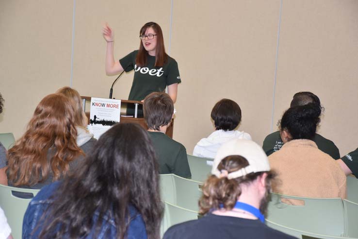 People enjoying  Poetry Slam prep