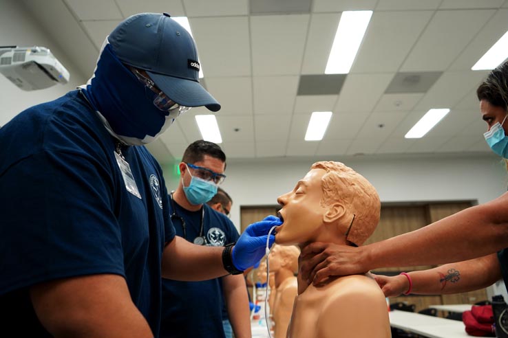 Paramedic students at education expo