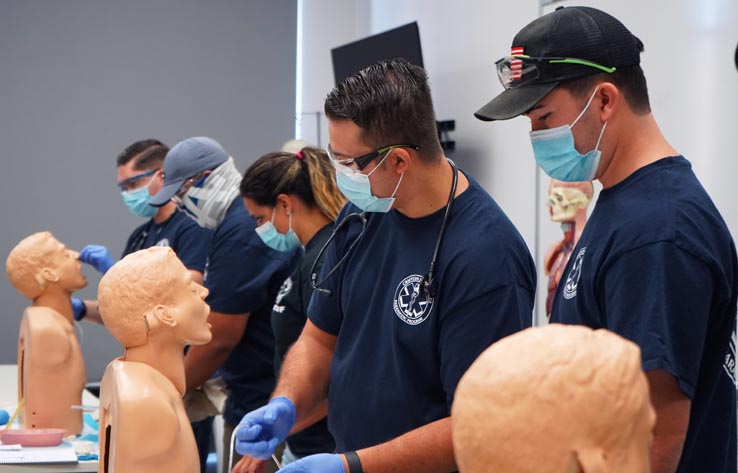 Paramedic students at education expo