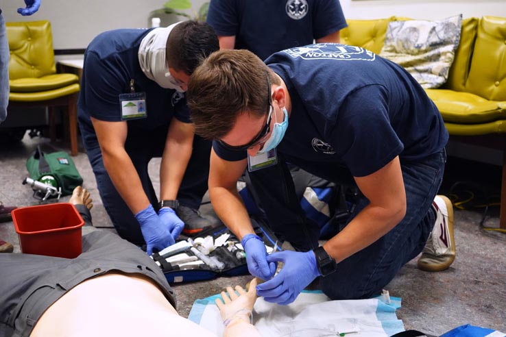 Paramedic students at education expo