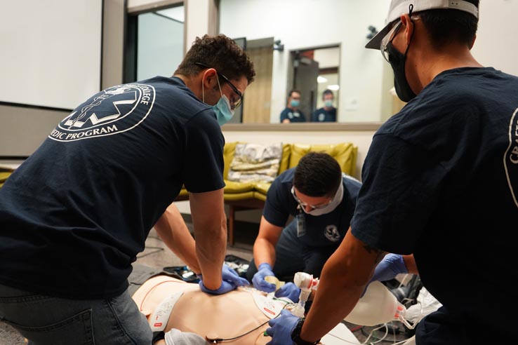 Paramedic students at education expo